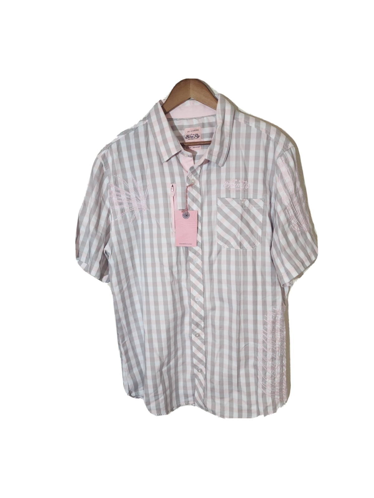 Born Fly Any Town Usa Mens XXL button up shirt Bin 19