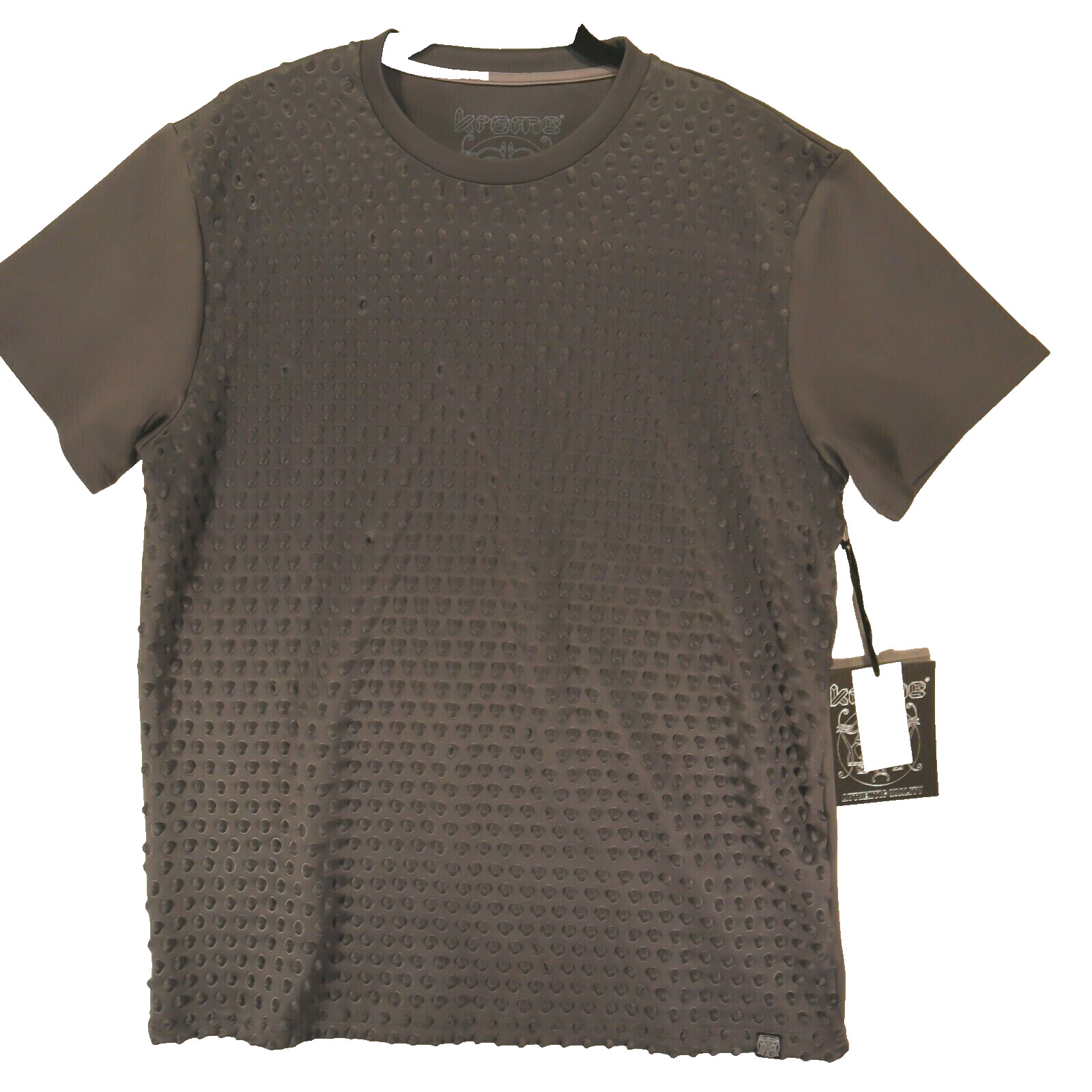 Krome L Mens T Shirt Charcoal Grey Textured Polyester Stretch Rare Textured NWT