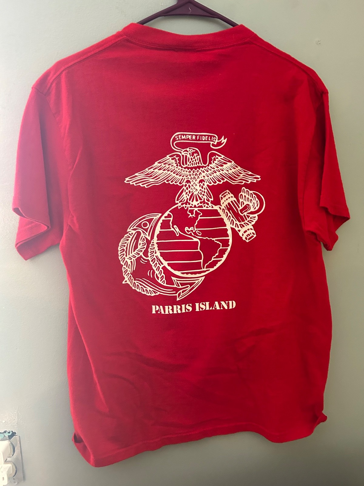 Vintage Soffe USMC T Shirt Mens Medium M Red Parris Island Marine Corps Graphic