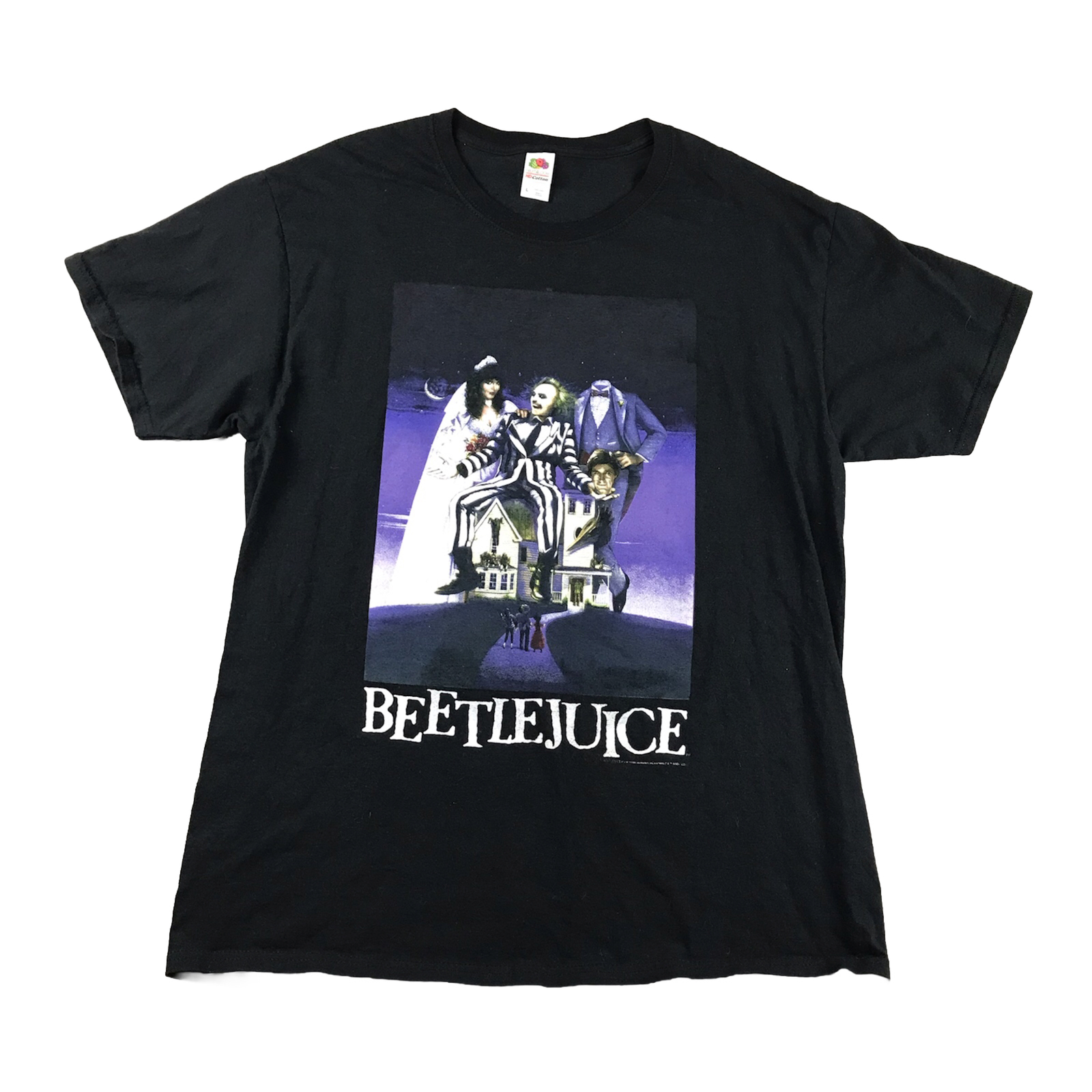 VTG Beetlejuice Shirt Men Large Black Short Sleeves Graphic Tee Movie Promo Rare