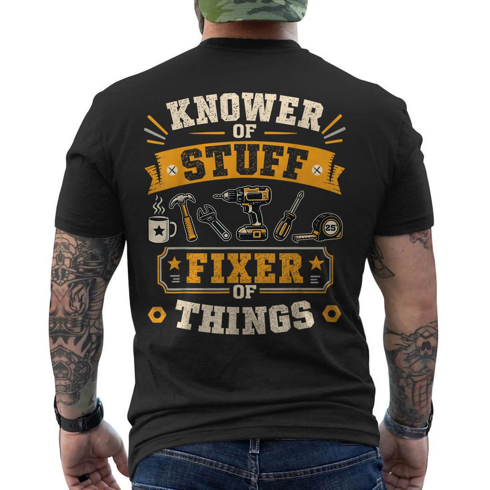 Funny Handyman Mechanic Garage Men Dad Husband Humor Saying ON BACK T-Shirt