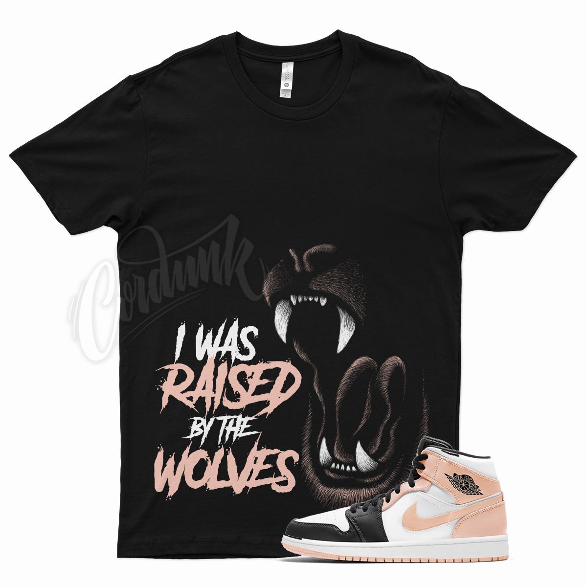 Black WOLVES T Shirt for Air J1 1 Crimson Tint Pink Arctic Orange Dunk High