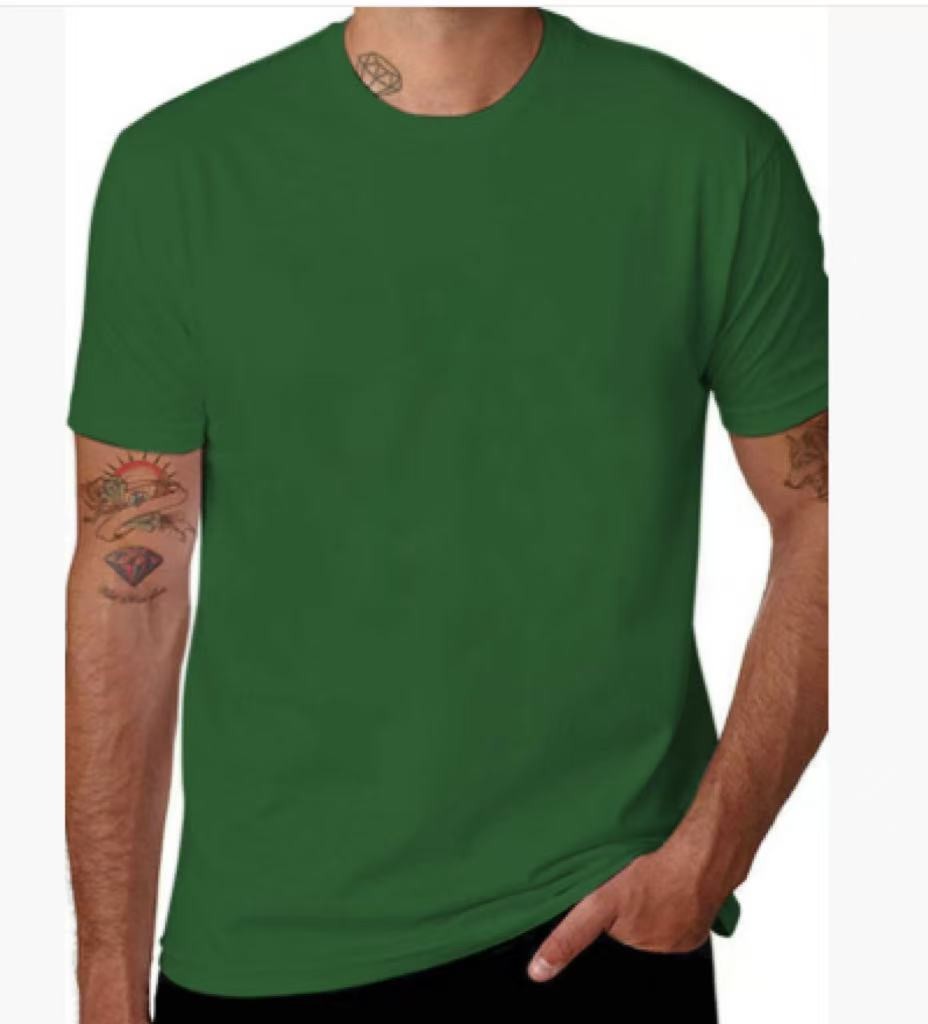 Solid color crew neck casual T-shirt-100% cotton, unisex.