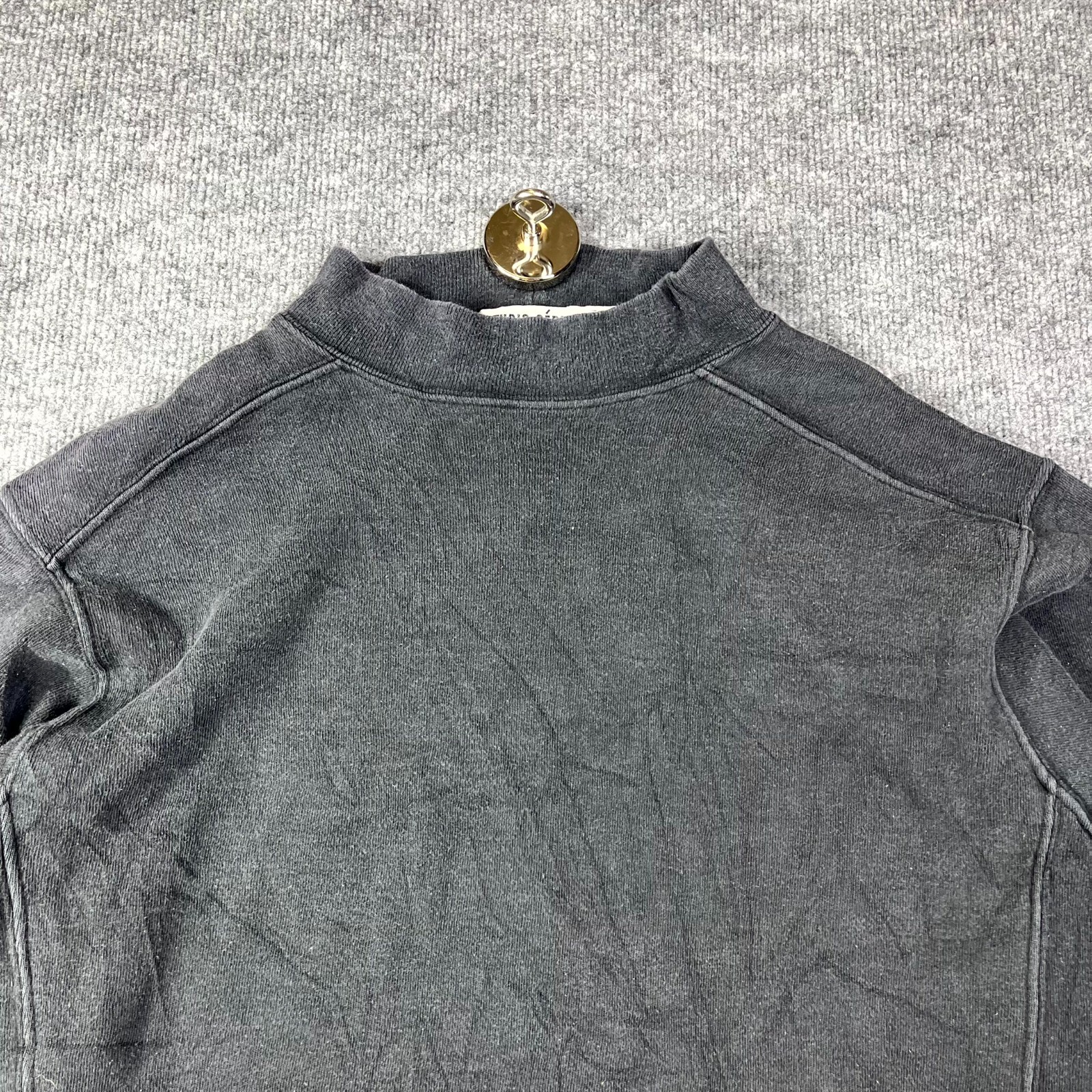 Studio Serie New York Shirt Mens Large Black Cotton Mock Neck Relaxed Flatlock
