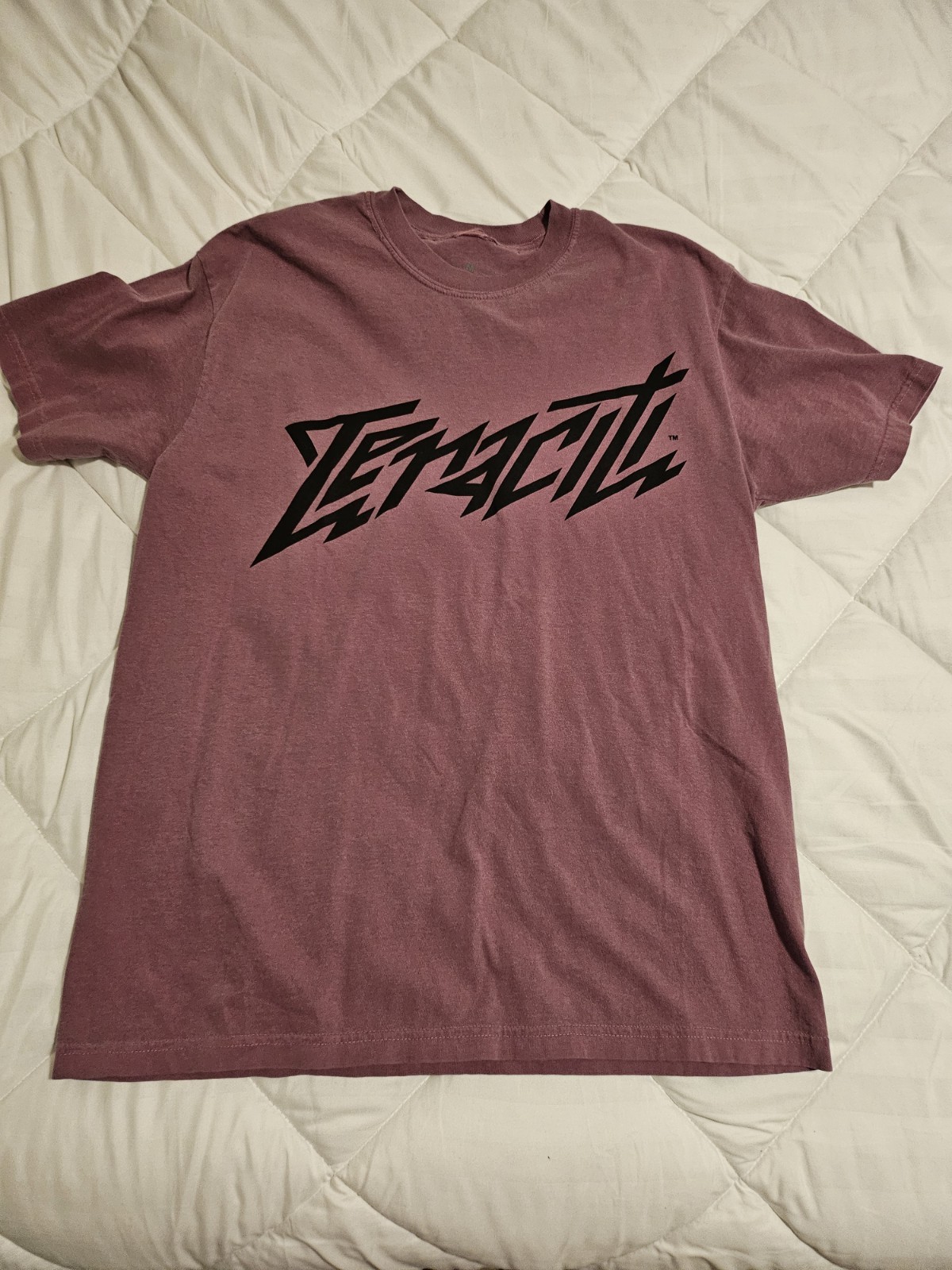Men’s L Tenaciti Studios Graphic Logo T-Shirt Purple Cotton Jersey Crew Neck