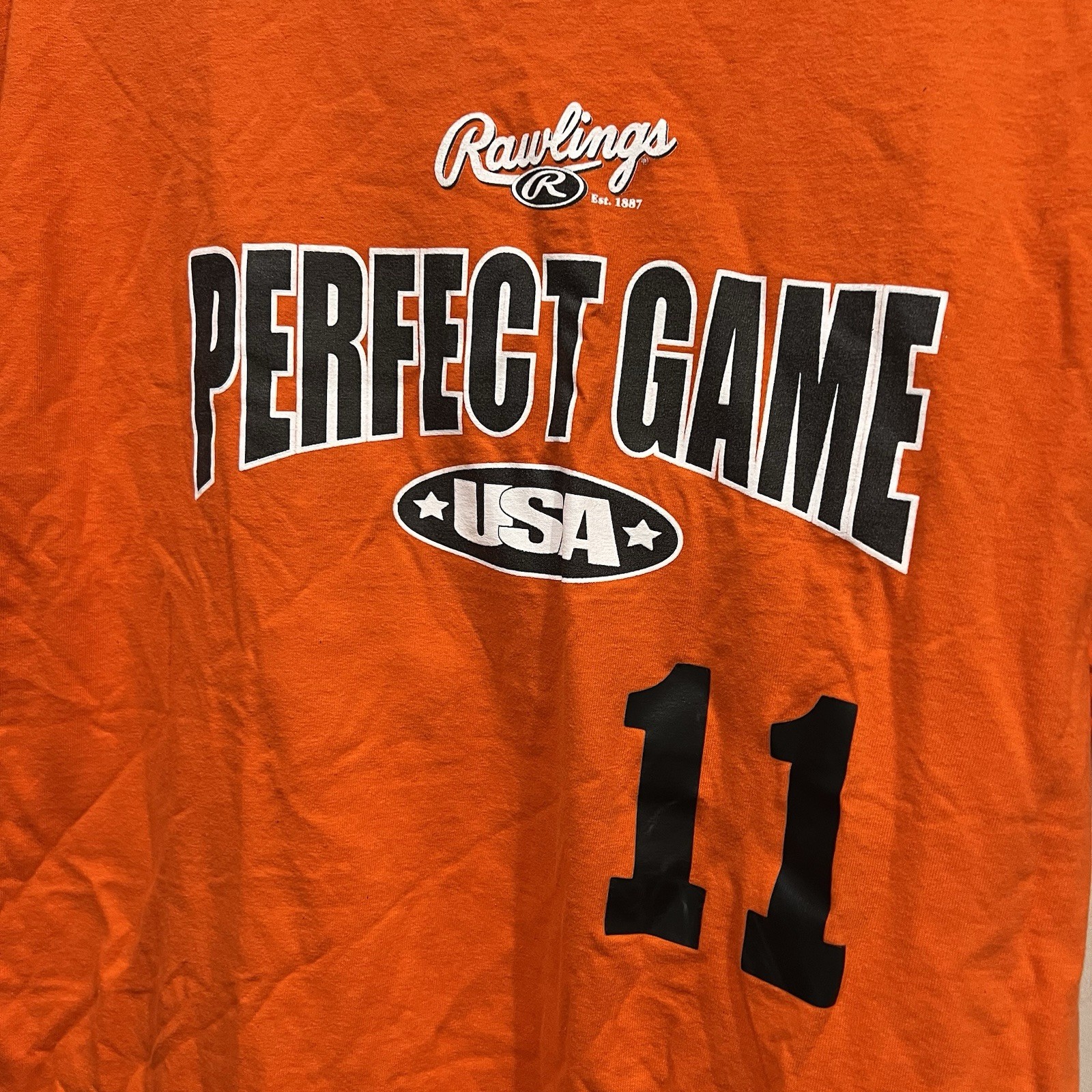 Rawlings Perfect Game USA Baseball T-Shirt Orange Men’s Size Large L Gildan