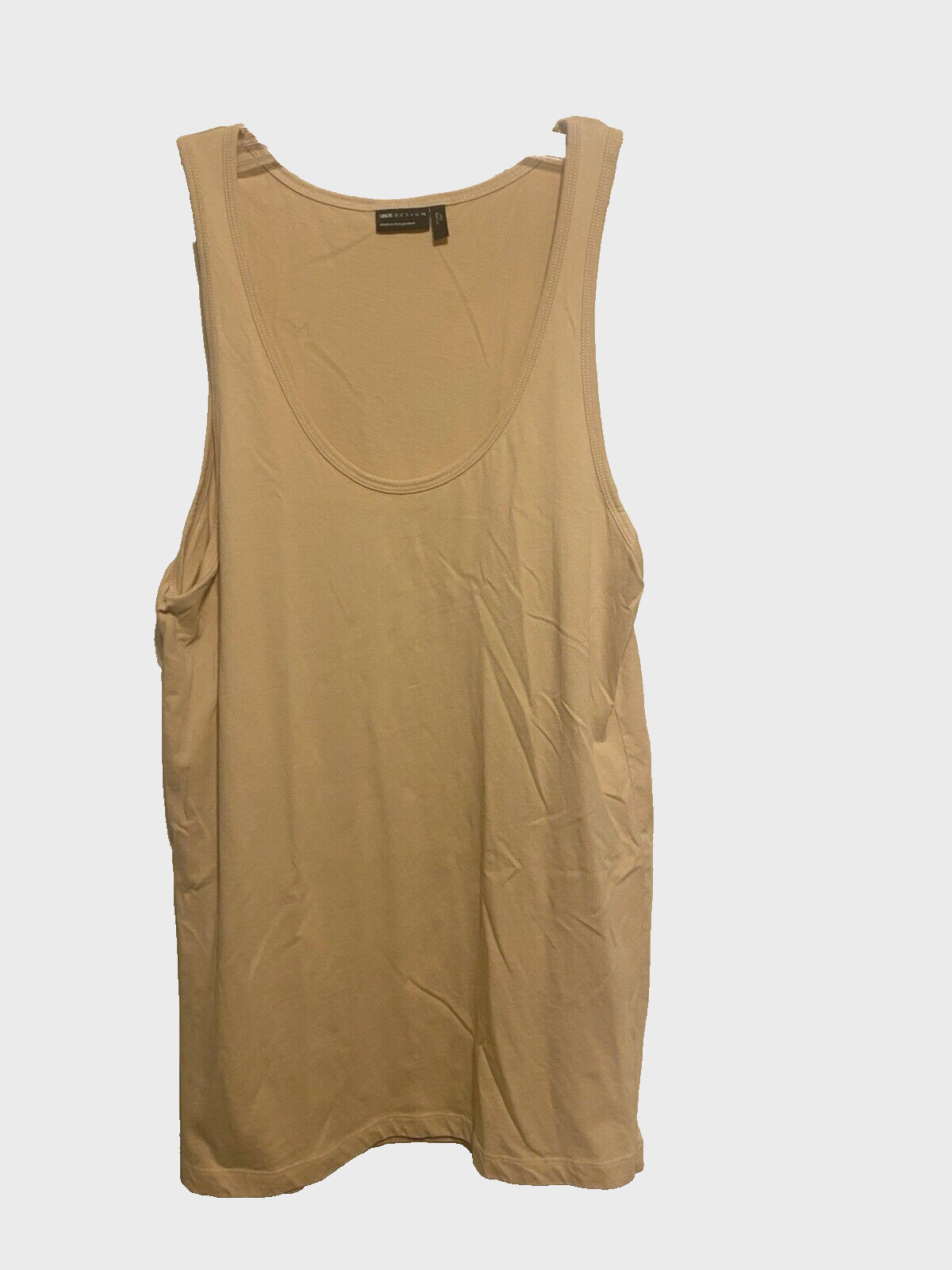ASOS Design Men’s Beige Tank Top Size Medium Long Tall NWOT Scoop neck Cotton