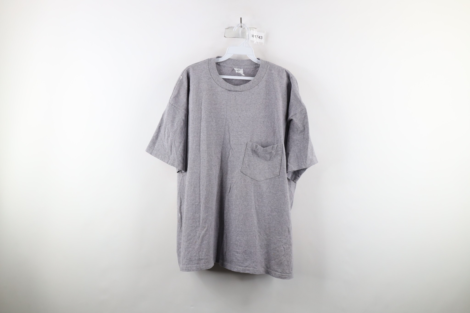 Vintage 90s Streetwear Mens XL Distressed Blank Pocket T-Shirt Heather Gray USA