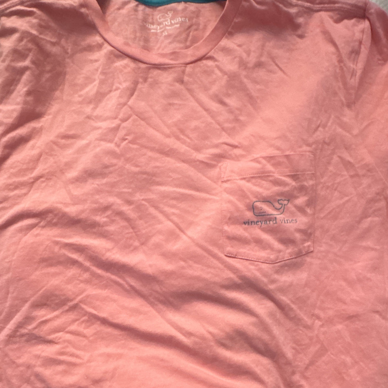 Vineyard Vines Pink Cotton Pocket T-Shirt Whale Graphic Crew Neck Short L