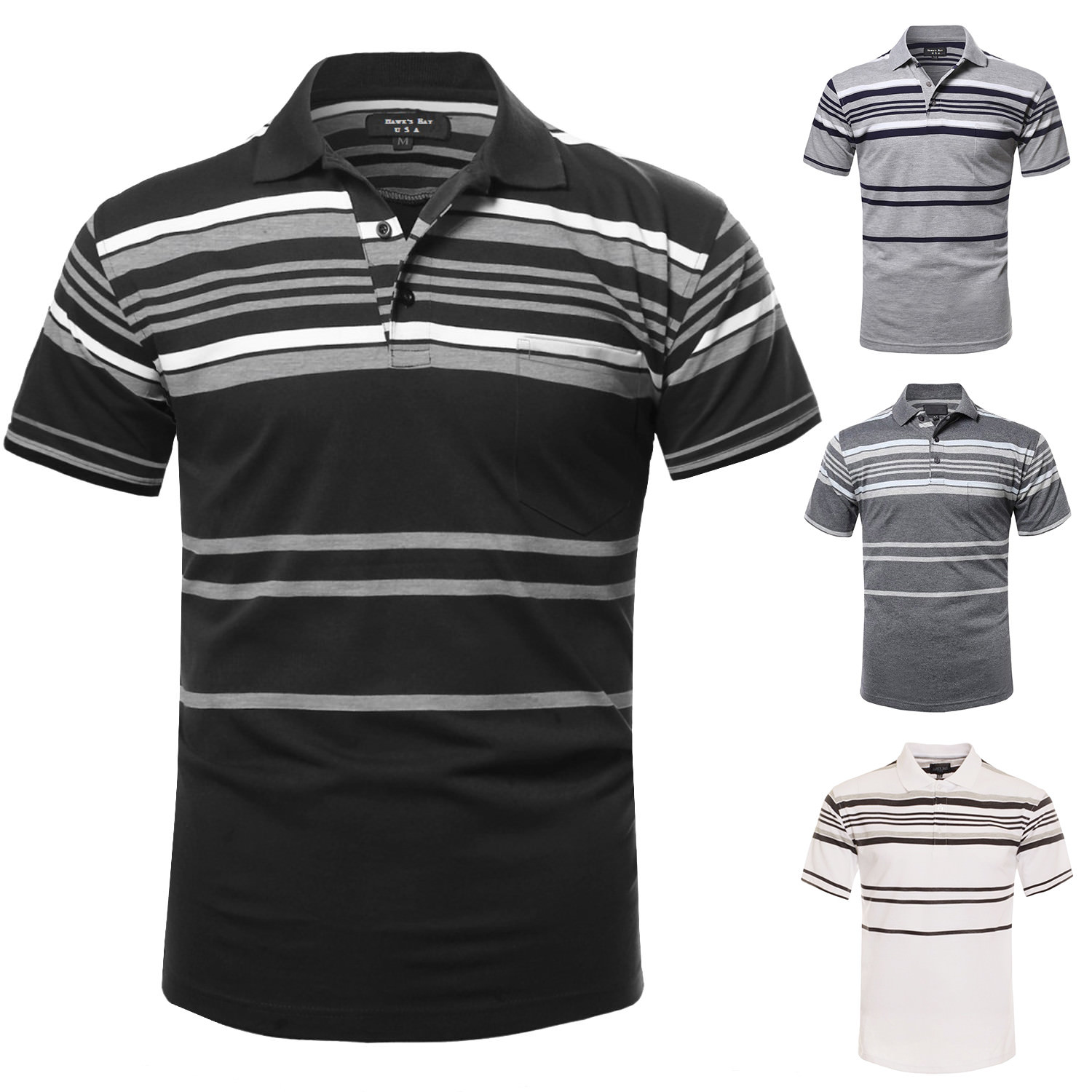 NE PEOPLE Men’s Everyday Basic Stripe Polo T-shirts [NEMT273]