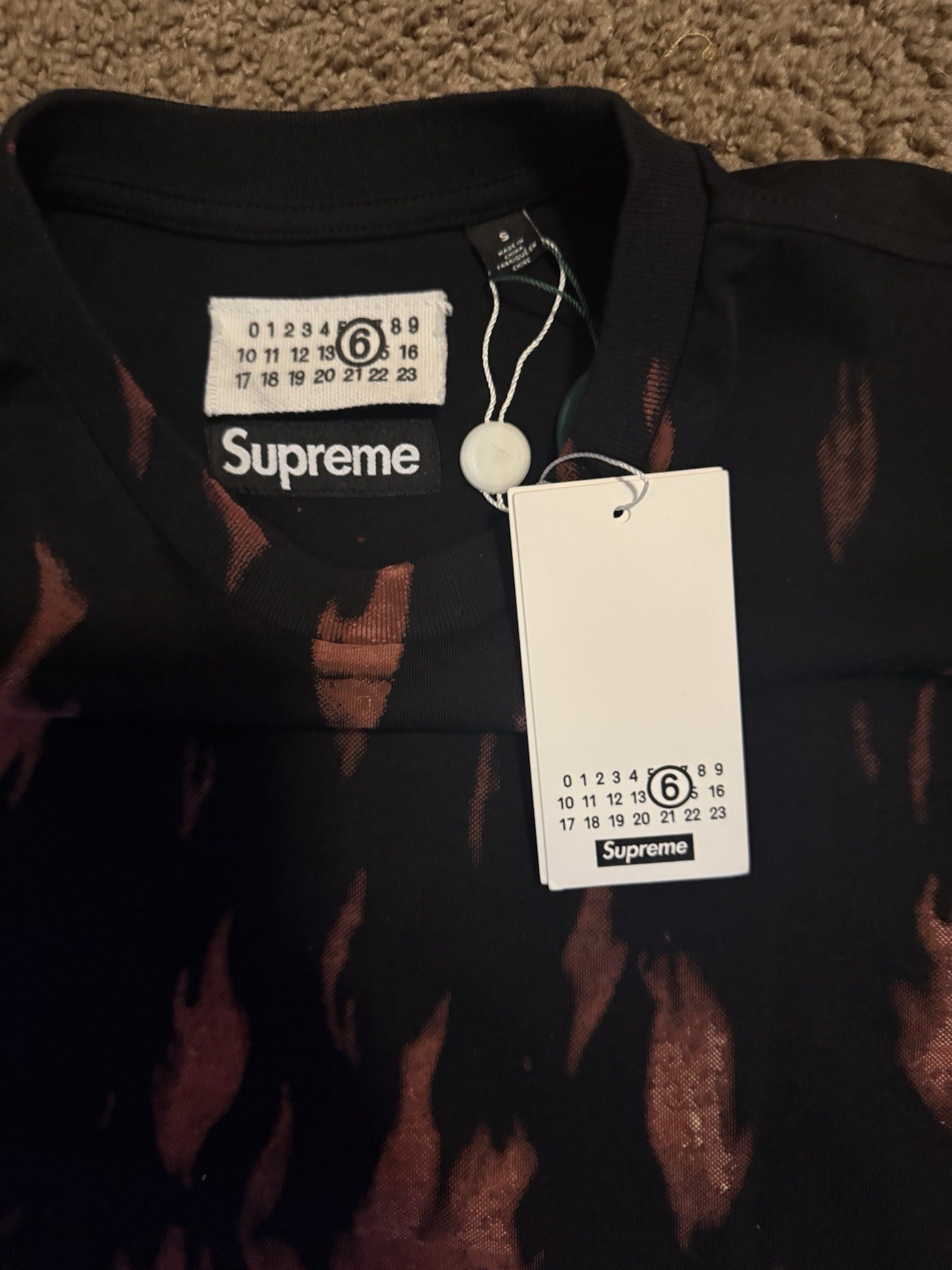 Supreme MM6 Maison Margiela Liquid Blue Oversized Tee Size Small Black