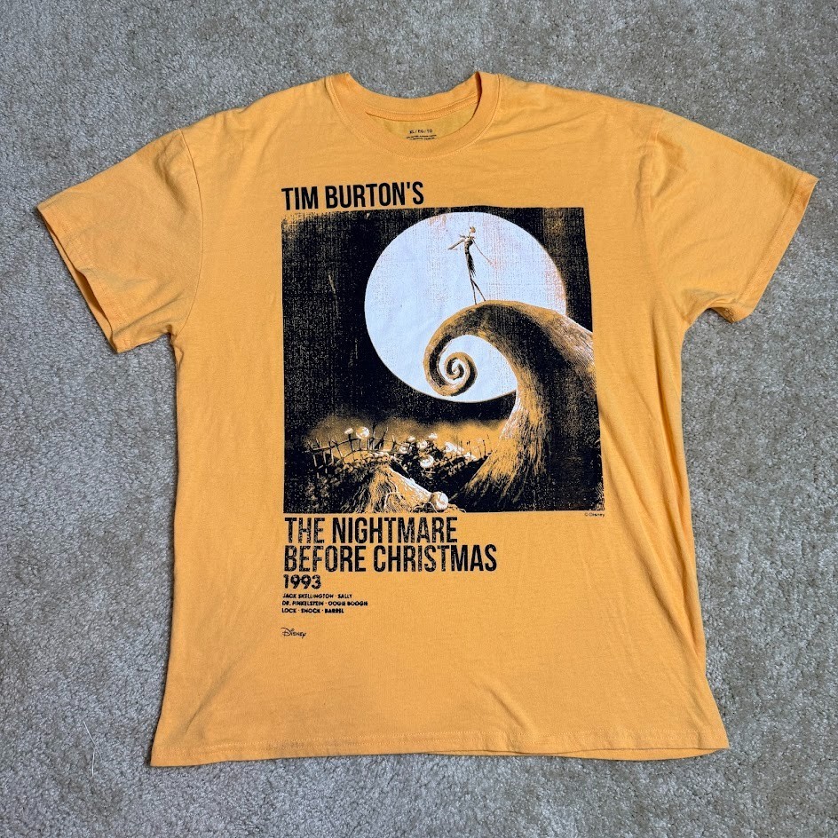 Nightmare Before Christmas T Shirt Mens XL Jack Skellington Orange Tim Burton
