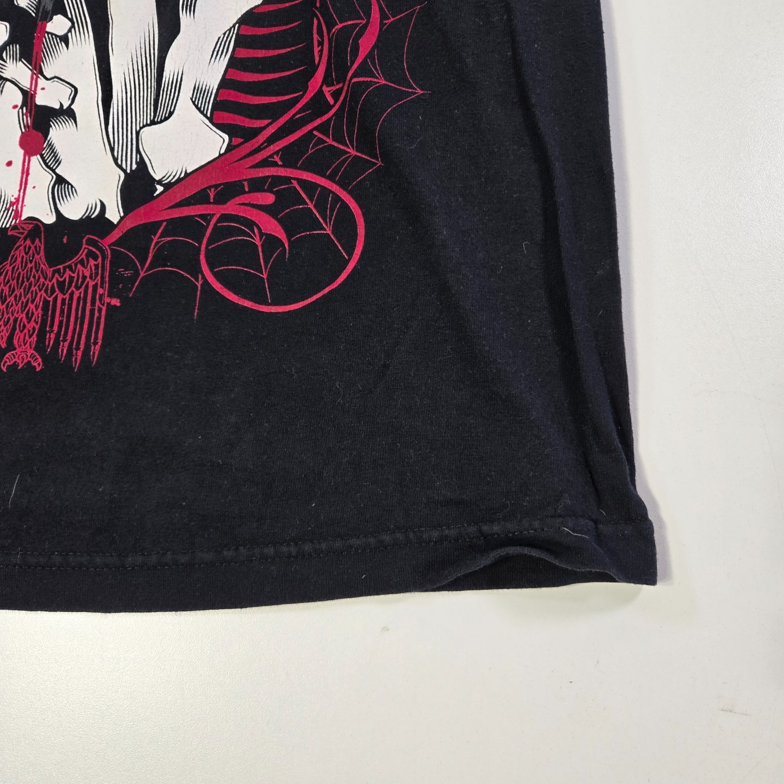 Corrupt Shirt Mens Large Black Y2K Grunge Skeleton Hand Grenade Spider Web