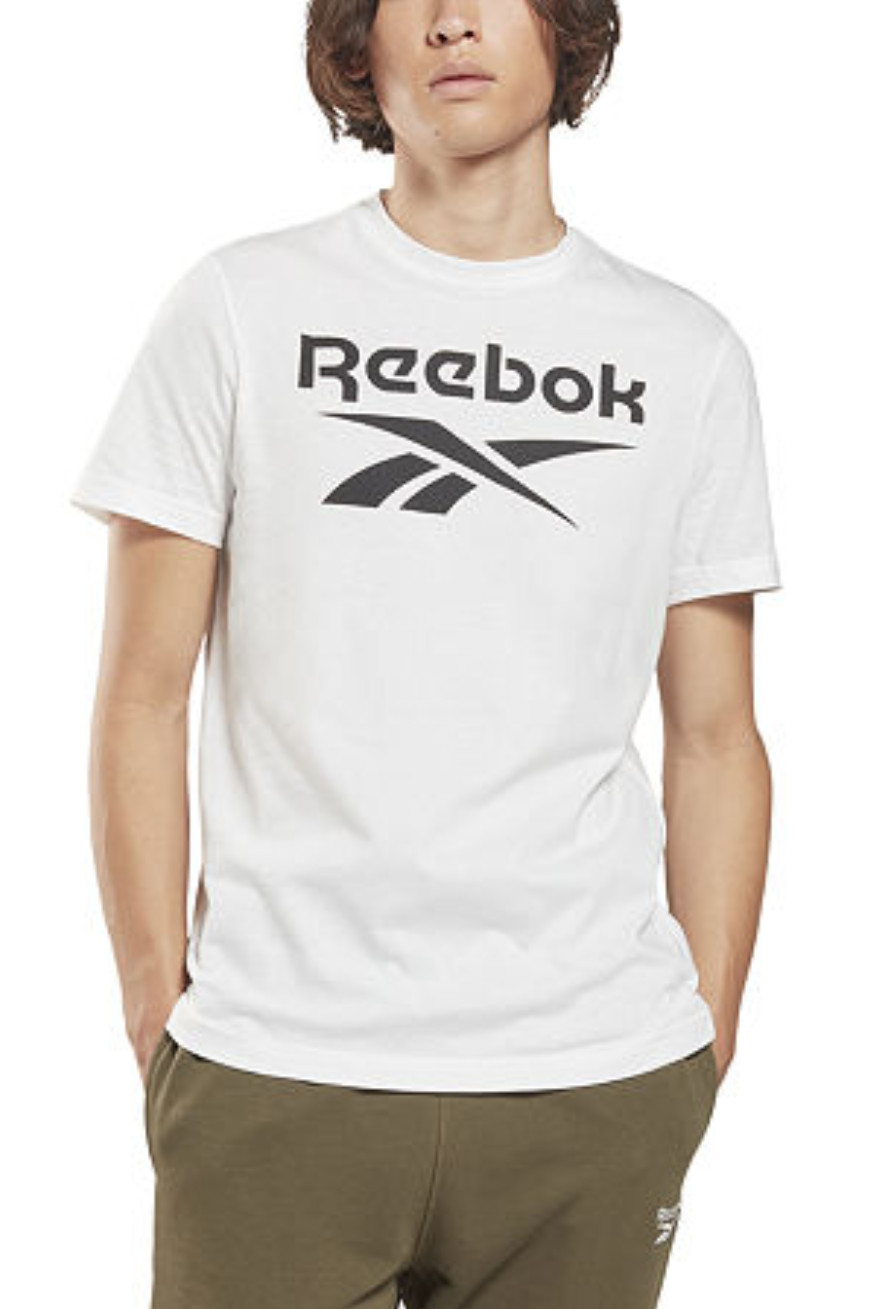 Reebok Men Slim-Fit Identity Big Logo Short Sleeve T-Shirt White Size XL