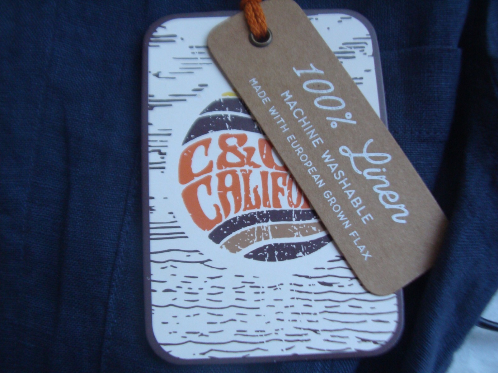 NWT C&C California Men’s 100% Linen Casual Button Down Shirt Short Sleeve Size M