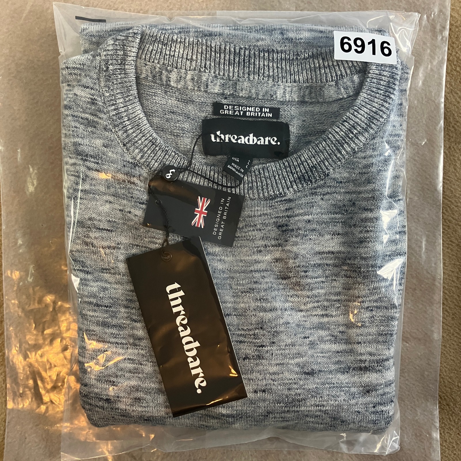 Threadbare Knitted Short Sleeve Tee Gargrave Men’s Size L Fits M Charcoal NWT