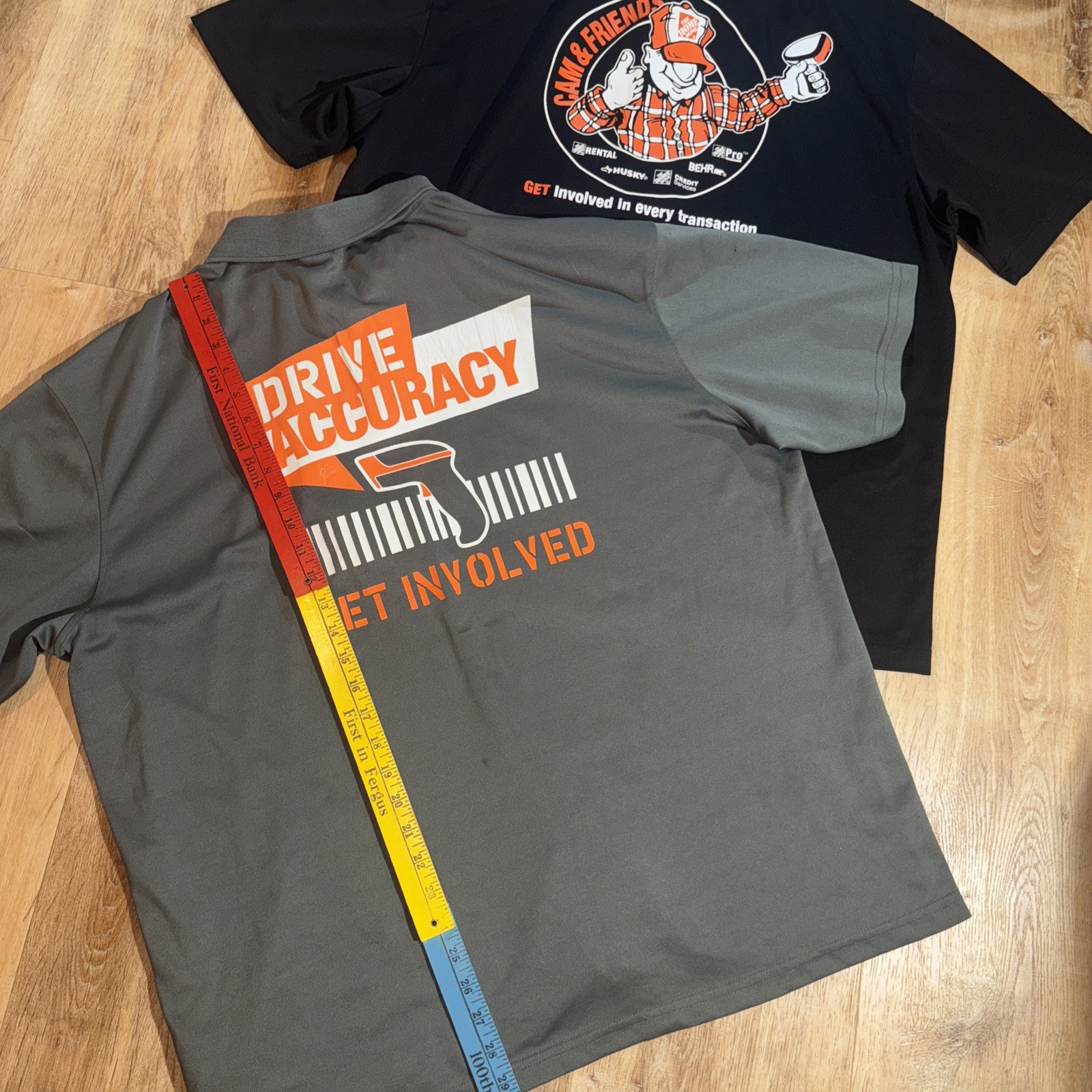 XL Home Depot Cam & Friends Black 100% Poly Polo Shirt Bundle Lot of 2 Gray 2 XL