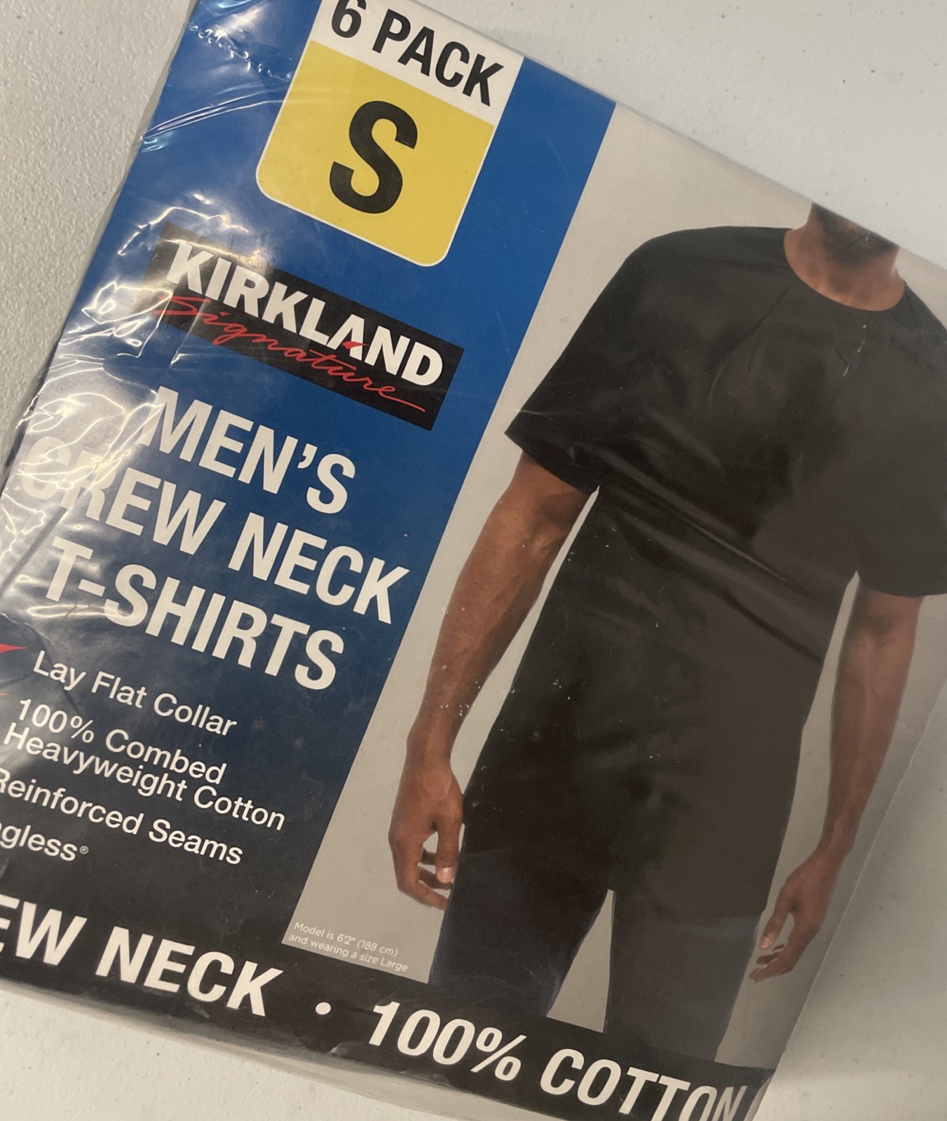 6 PACK Kirkland Signature Men’s Crew Neck SMALL T-Shirt BLACK Tee Heavyweight