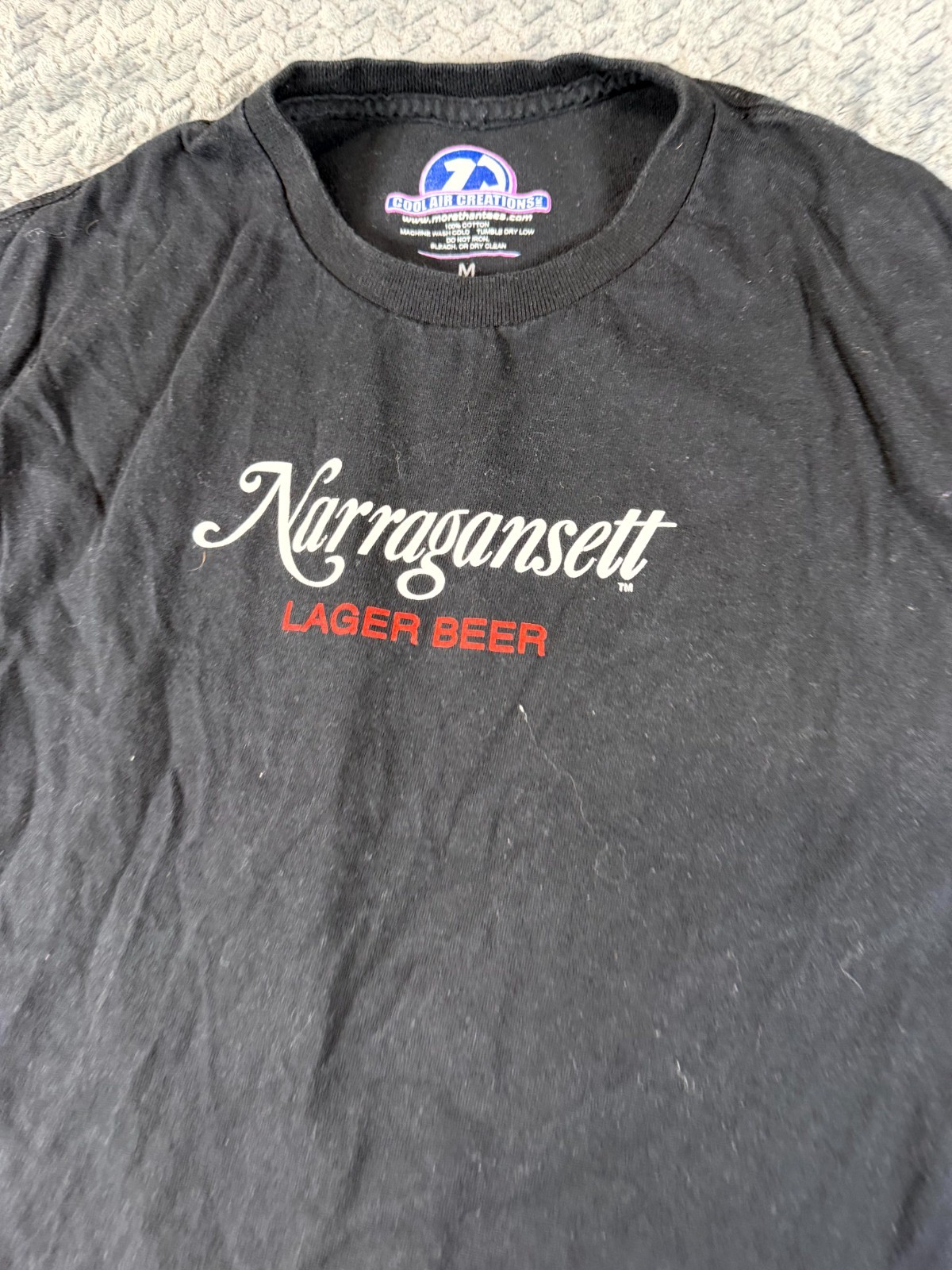 Cool Air Creations T Shirt Men Medium Black Cotton Narragansett Lager Beer Shark