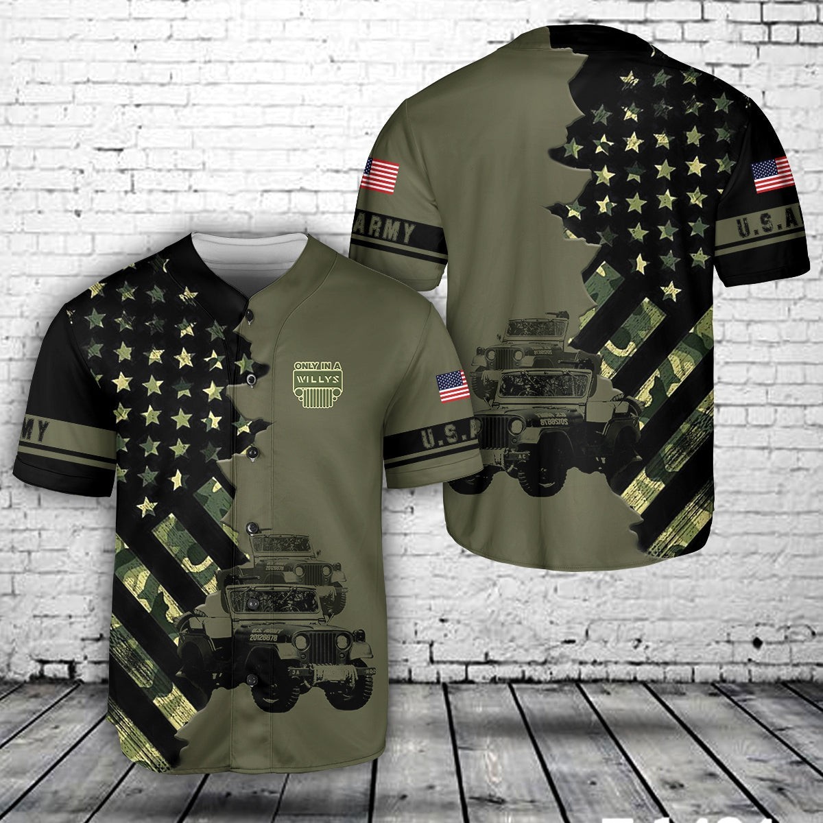 US Army 1953 Willys M38A1 Military Baseball Jersey AOP Shirt Full Size S-5XL
