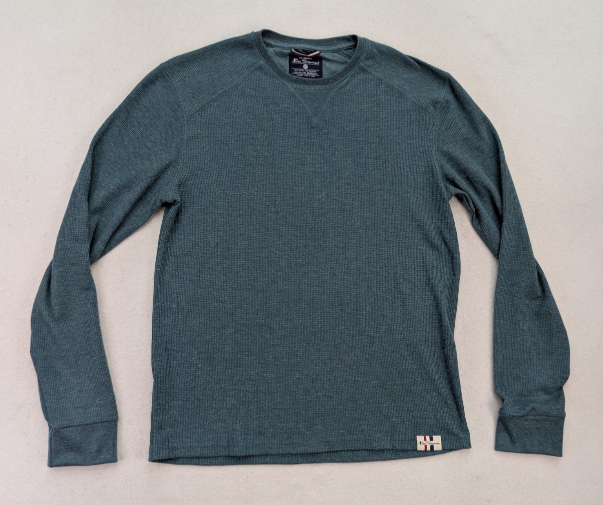 Ben Sherman Men’s Thermal T-Shirt Size M Blue Waffle-Knit Long Sleeve