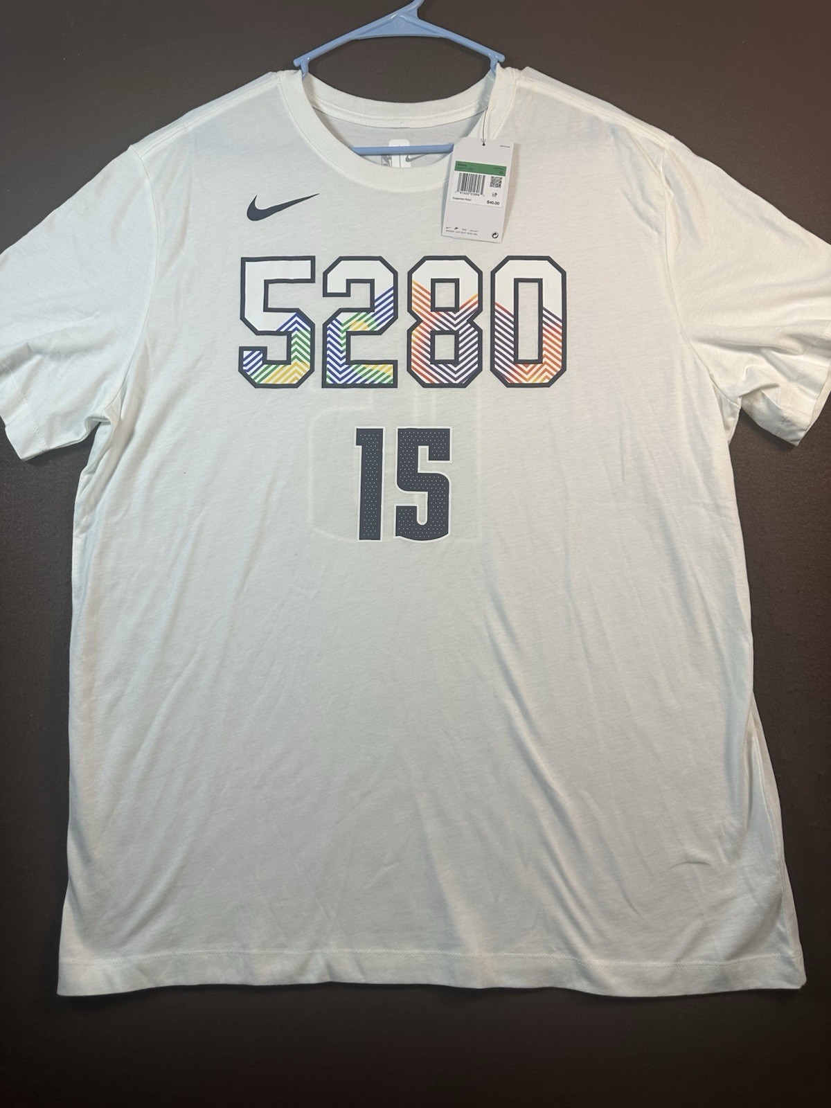 Denver Nuggets Nikola Jokic 15 Nike 5280 City Edition White Shirt Mens XL NBA