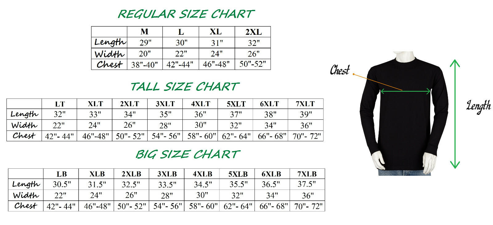 Styllion Big and Tall Mens Shirts – Crew Neck Long Sleeve – Heavy Weight – CLS