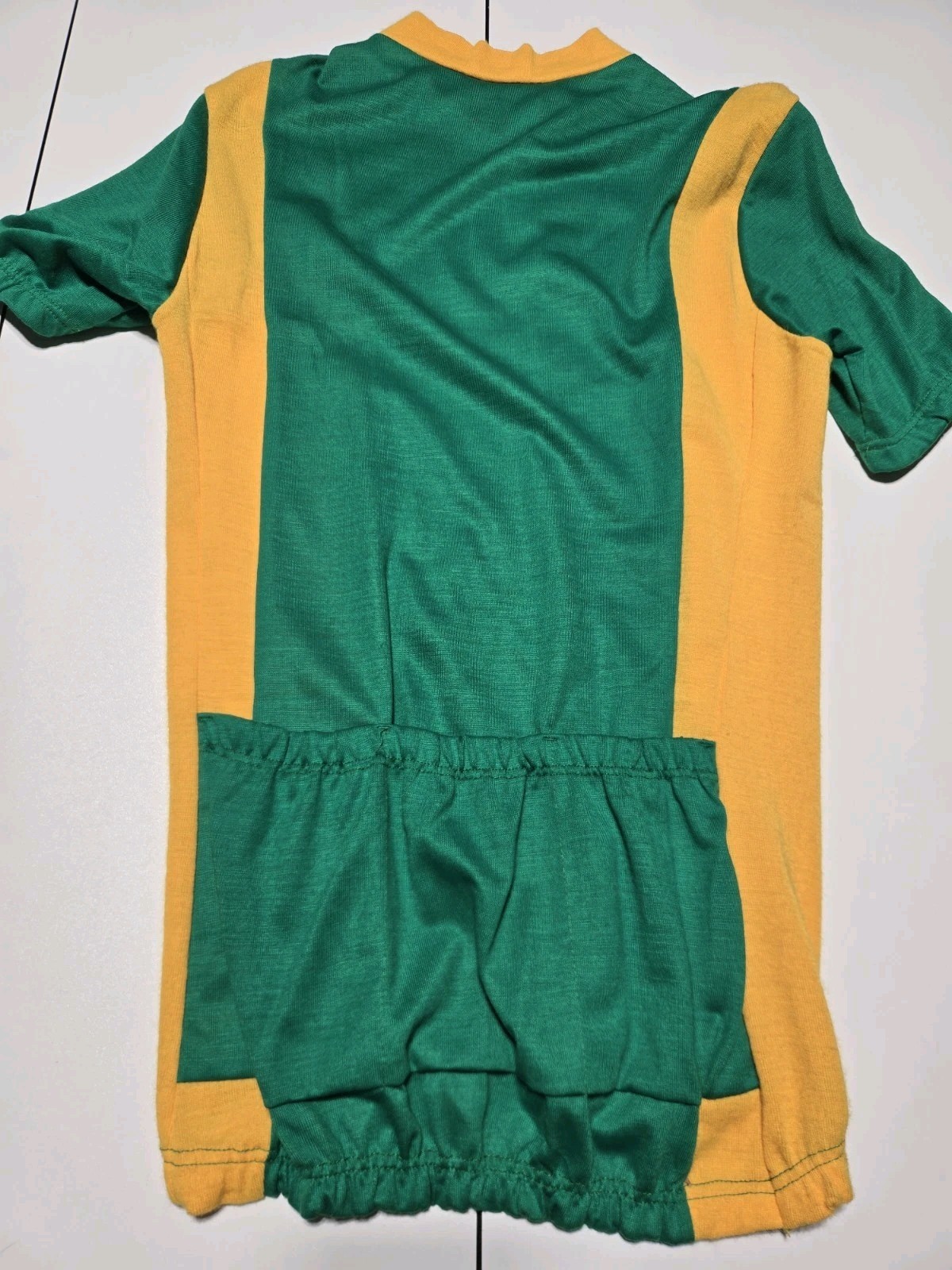 Vintage 80s L Green Yellow CYCLING RACING JERSEY SHIRT Made In Italy Acrylic