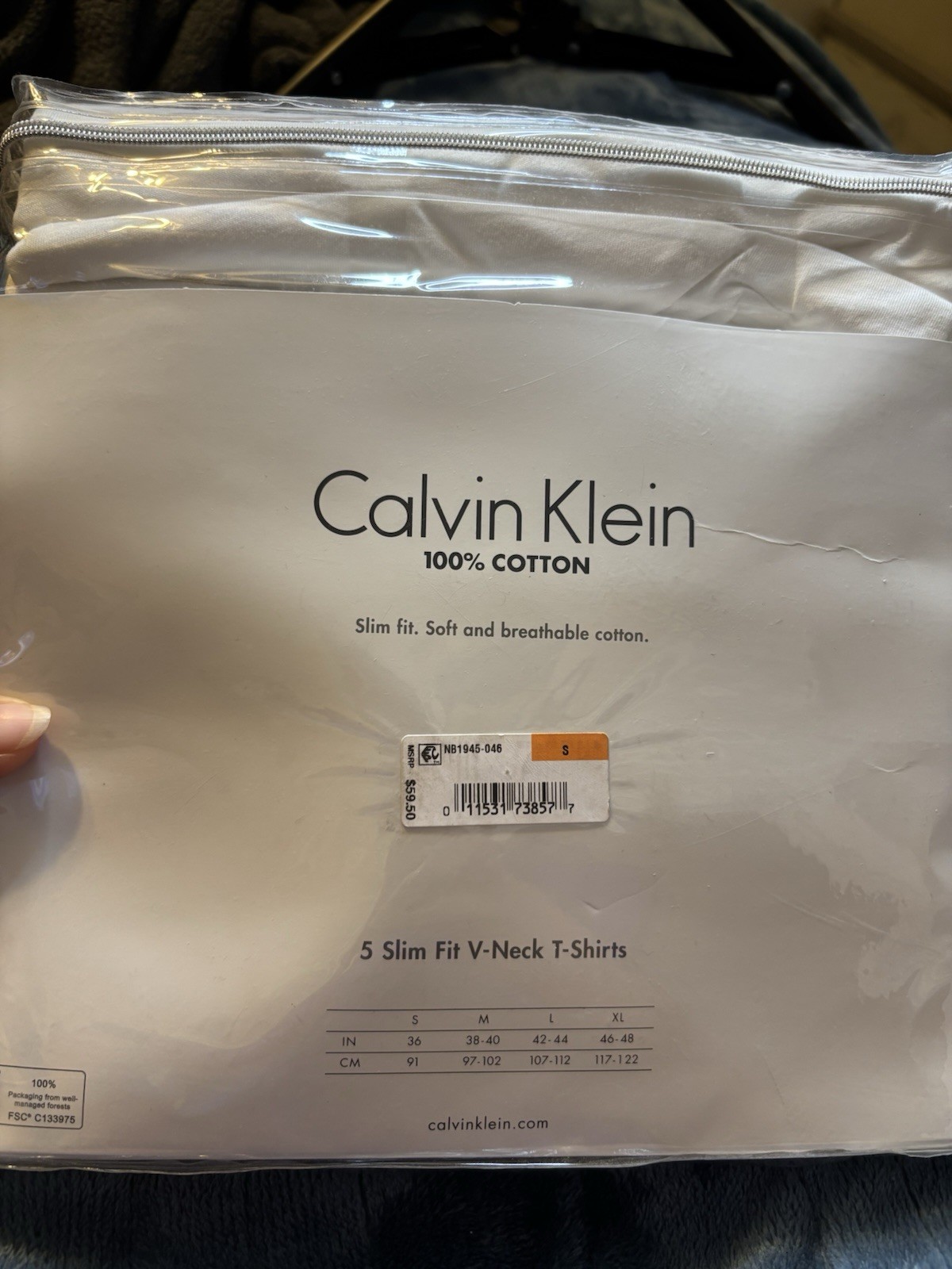 Calvin Klein Men’s 5-Pack Slim Fit V-Neck Cotton Knit T-Shirts Gray S