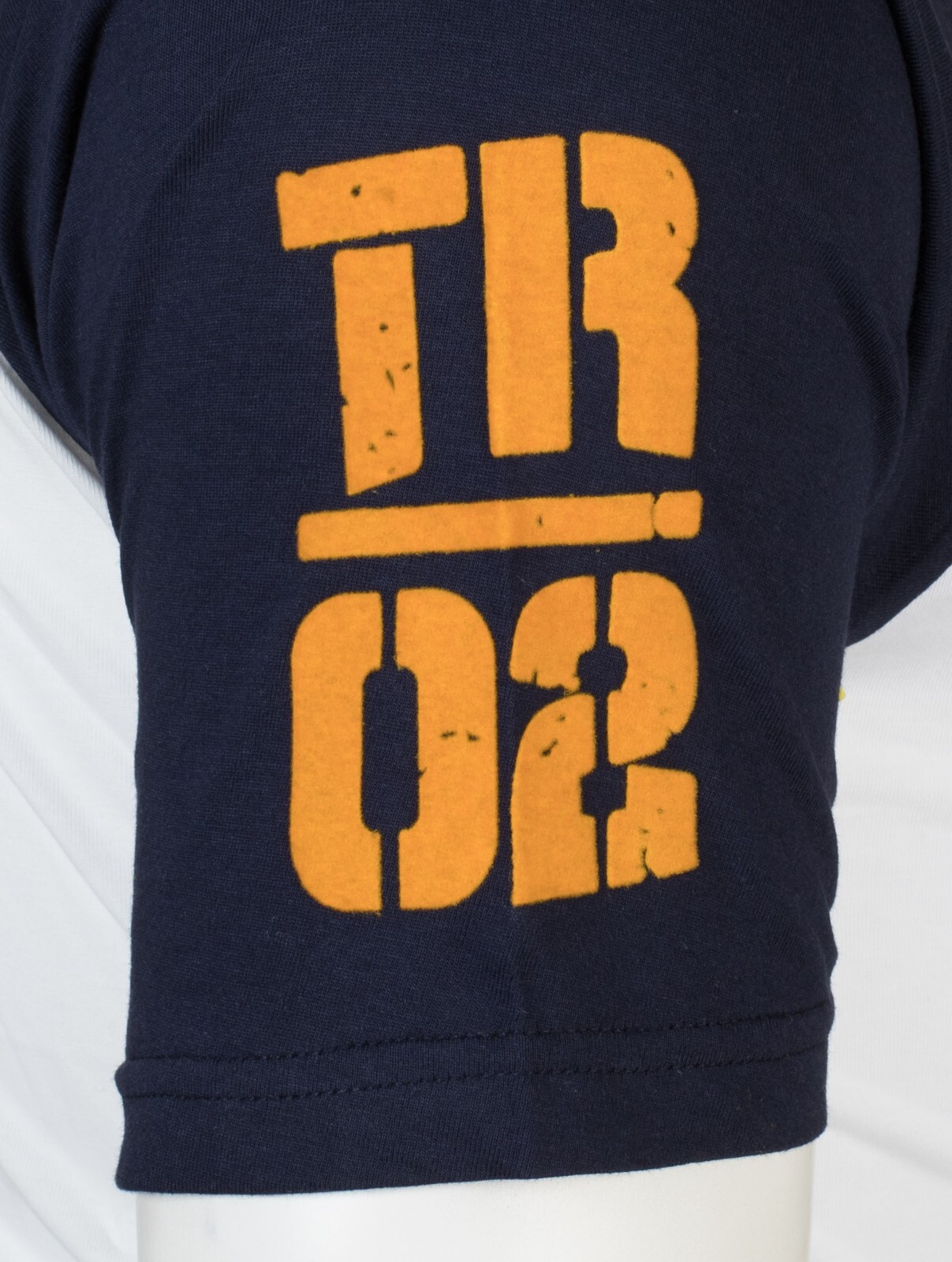 $79 TRUE RELIGION White Navy PART BUDDHA Short Sleeve Designer Raglan T-shirt