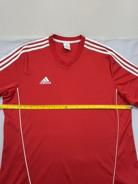 Adidas Soccer Jersey Mens Red Striped XL Short Sleeve V Neck
