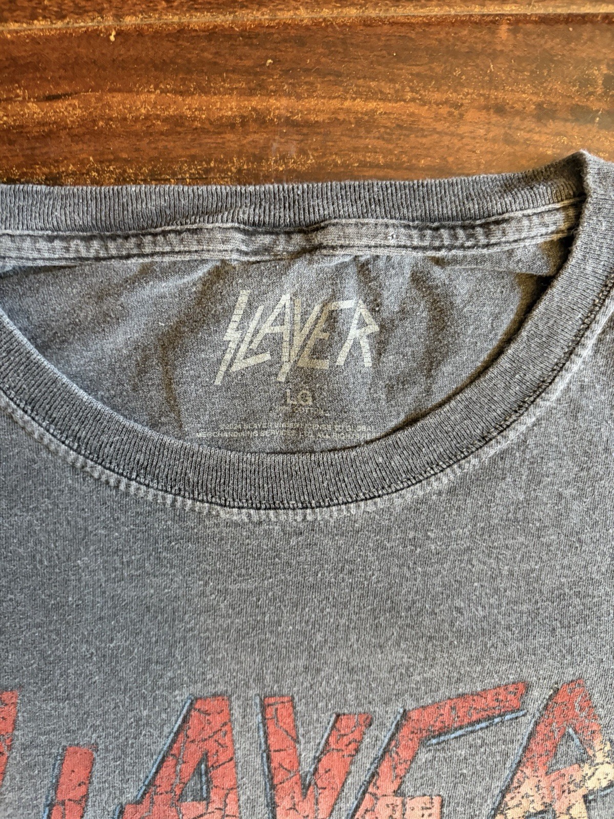 Faded Slayer Band Tee sz L measurements pictured