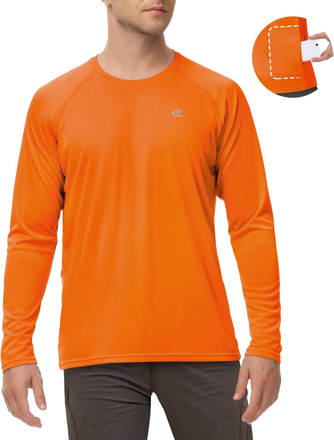 Men’s UPF 50+ Quick-Dry Rash Guard Long Sleeve Swim Fishing Shirt