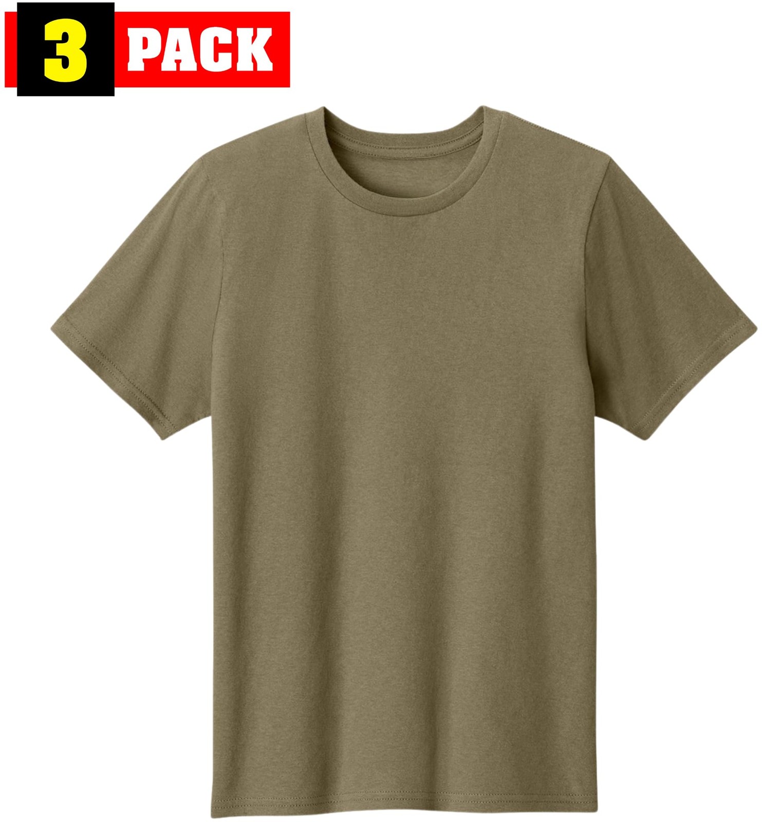 Coyote Brown AR 670-1 Cotton Kids T-Shirts Soft Tees Everyday Army Shirts 3-Pack