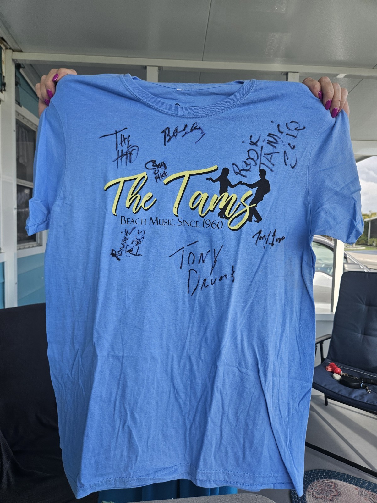 “The Tams” Signed Band T-Shirt Size Large 100% Cotton See Pics Stained NWOT