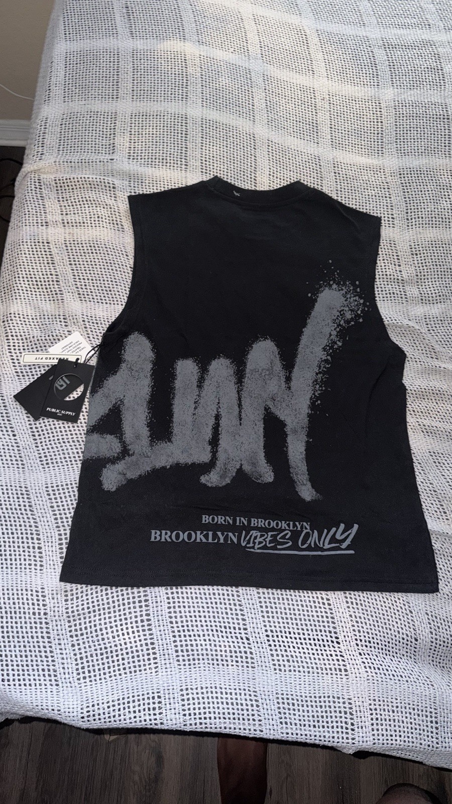 Public Supply NYC Brooklyn Vibes Only Black Sleeveless Graphic Tank Top Men’s