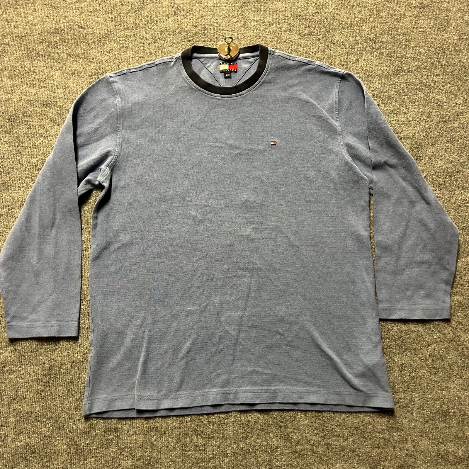 Tommy Hilfiger Long Sleeve Slim Fit T-Shirt Men’s Blue Cotton Knit Classic – XL