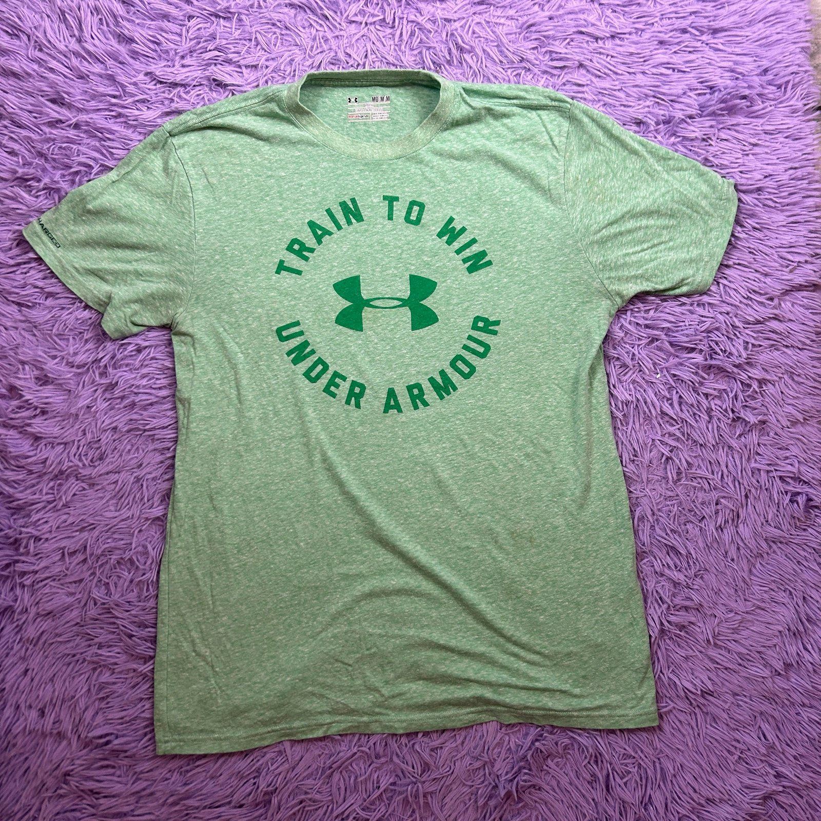 Under Armour Train To Win Men’s Green Graphic T-Shirt Size Med Athletic Gym Tee