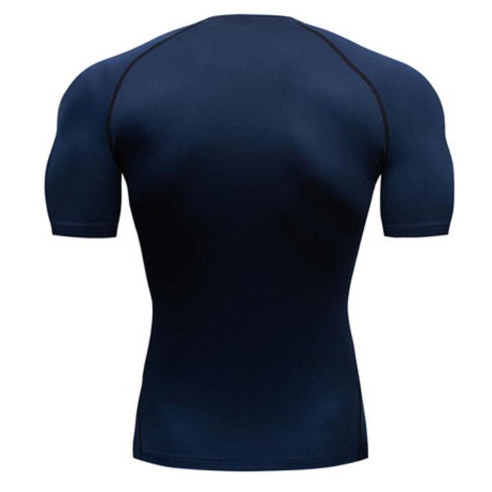 Quick Dry Round Neck Tight Top for Men Polyester for Gym Running Outdoor