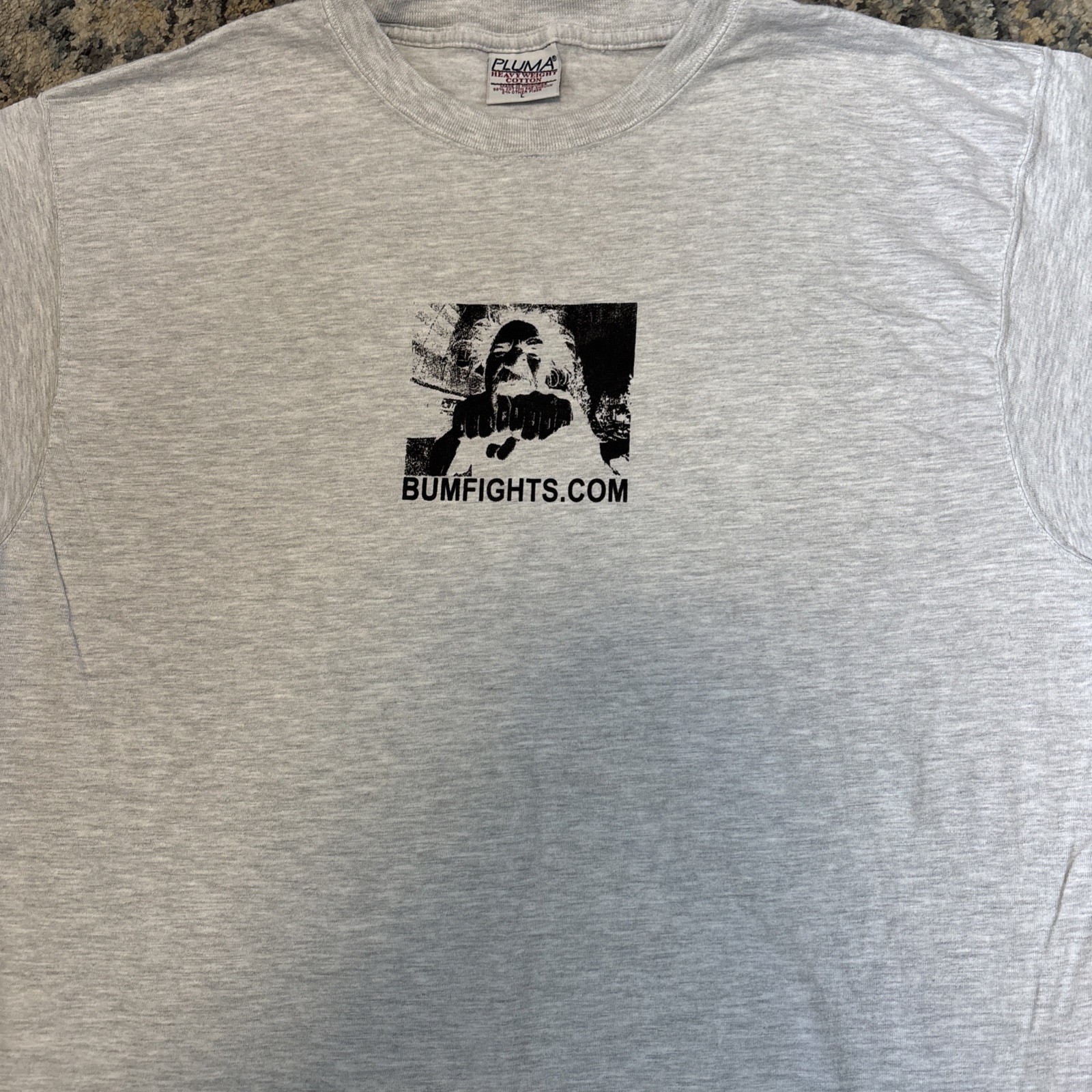 Bumfights DIY Screen-printed shirt, Large Vintage Pluma Gray, Indecline