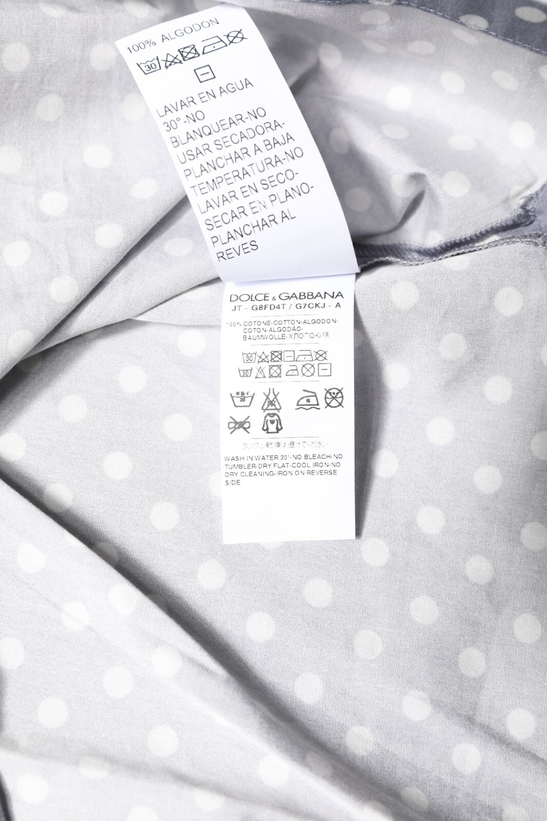 DOLCE & GABBANA T-shirt Gray Polka Dot Pin-Up Print Crew Neck IT48/US38/M 420usd