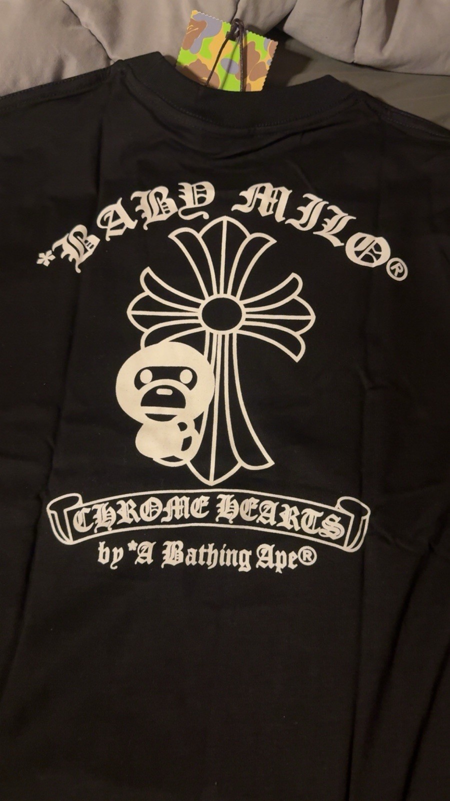 A Bathing Ape BAPE Men’s Baby Milo Black Graphic Crew Neck T-Shirt Size M