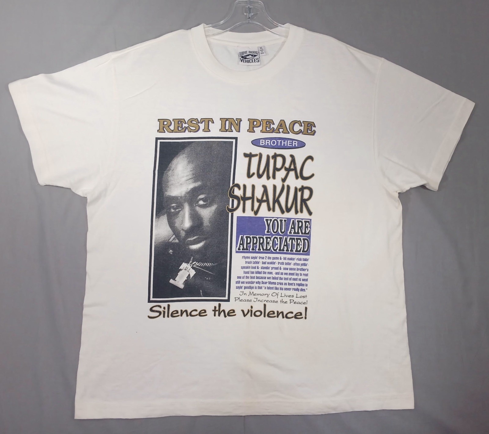Vintage Double-Sided Tupac 2Pac T-Shirt Memorial In Memory 1996 90s Men’s XL