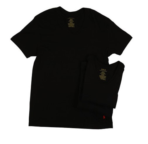 3 POLO RALPH LAUREN BLACK 100% COTTON V NECK T SHIRTS UNDERSHIRTS S M L XL XXL