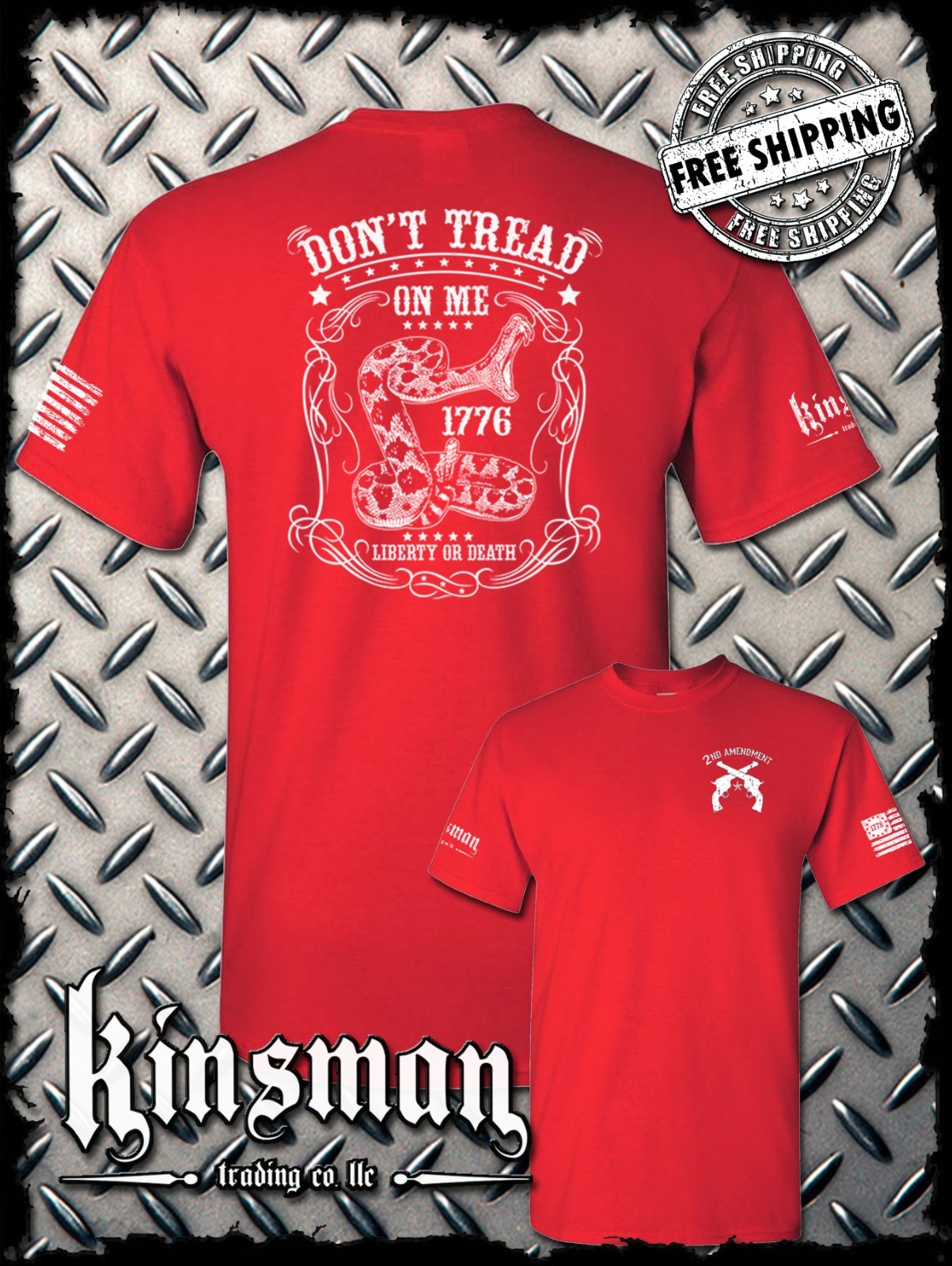 Don’t Tread on Me Snake Liberty or Death 1776 T-Shirt Pro Gun 2nd Amendment USA