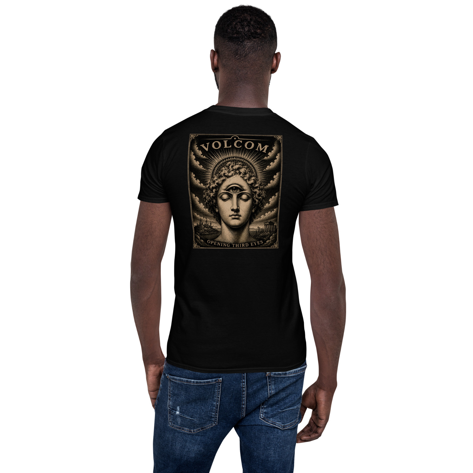 Volcom Opening Third Eyes T Shirt Gothic Vintage Eye Graphic Black Tee