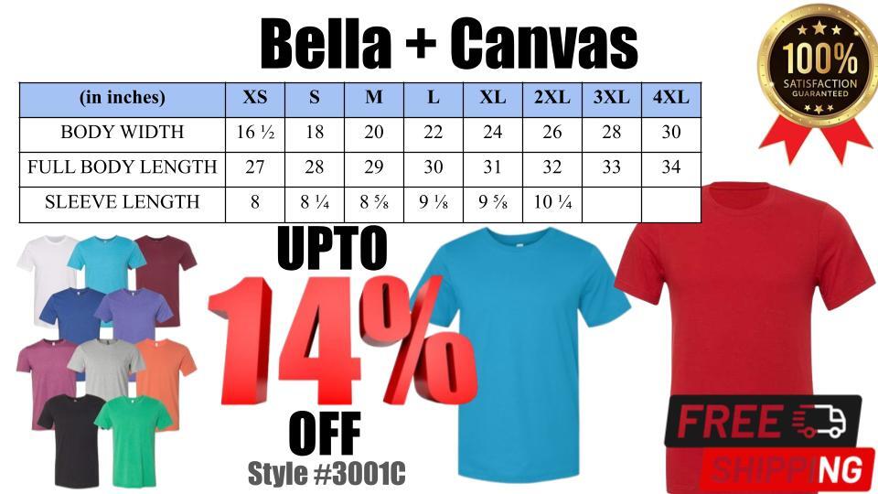 Bella + Canvas Unisex T Shirt Short-Sleeve 100% Cotton Jersey Tee 3001C T-Shirt