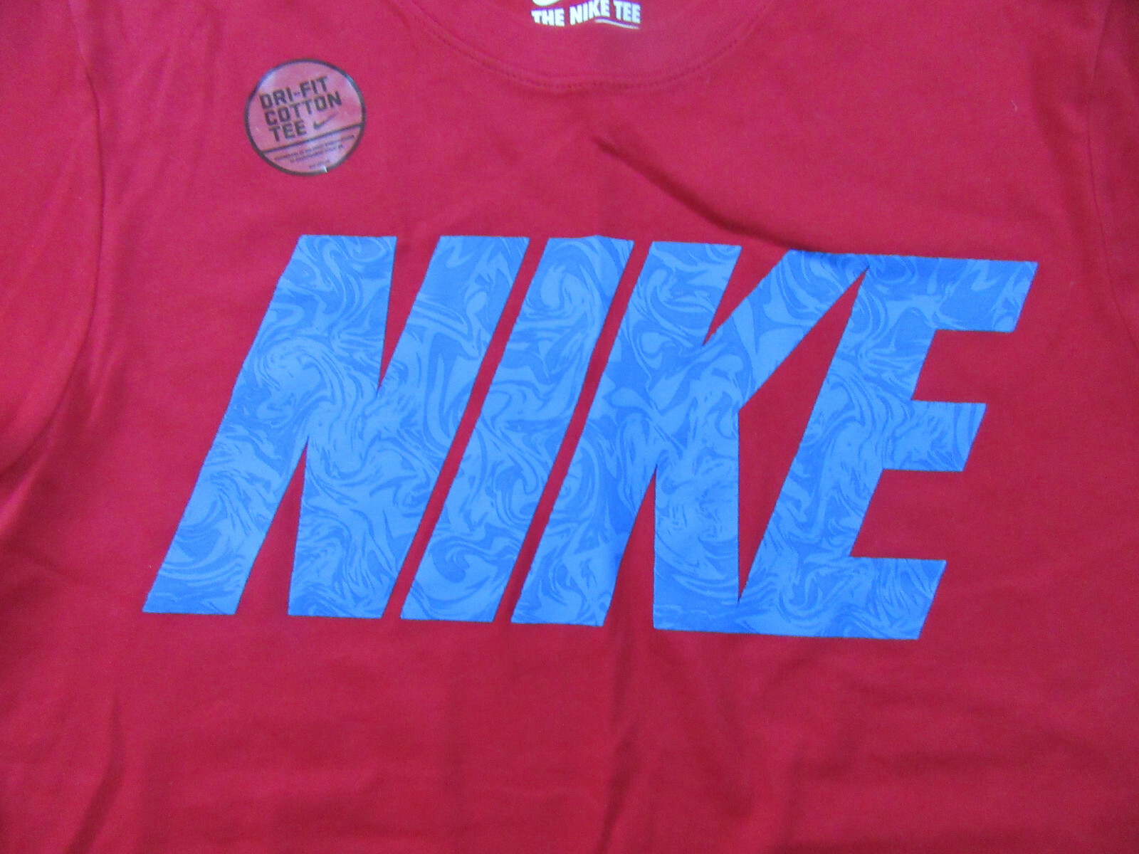 NWT NIKE Dri Fit Logo Red Short Sleeve T-Shirt Cotton/Polyester Sz S