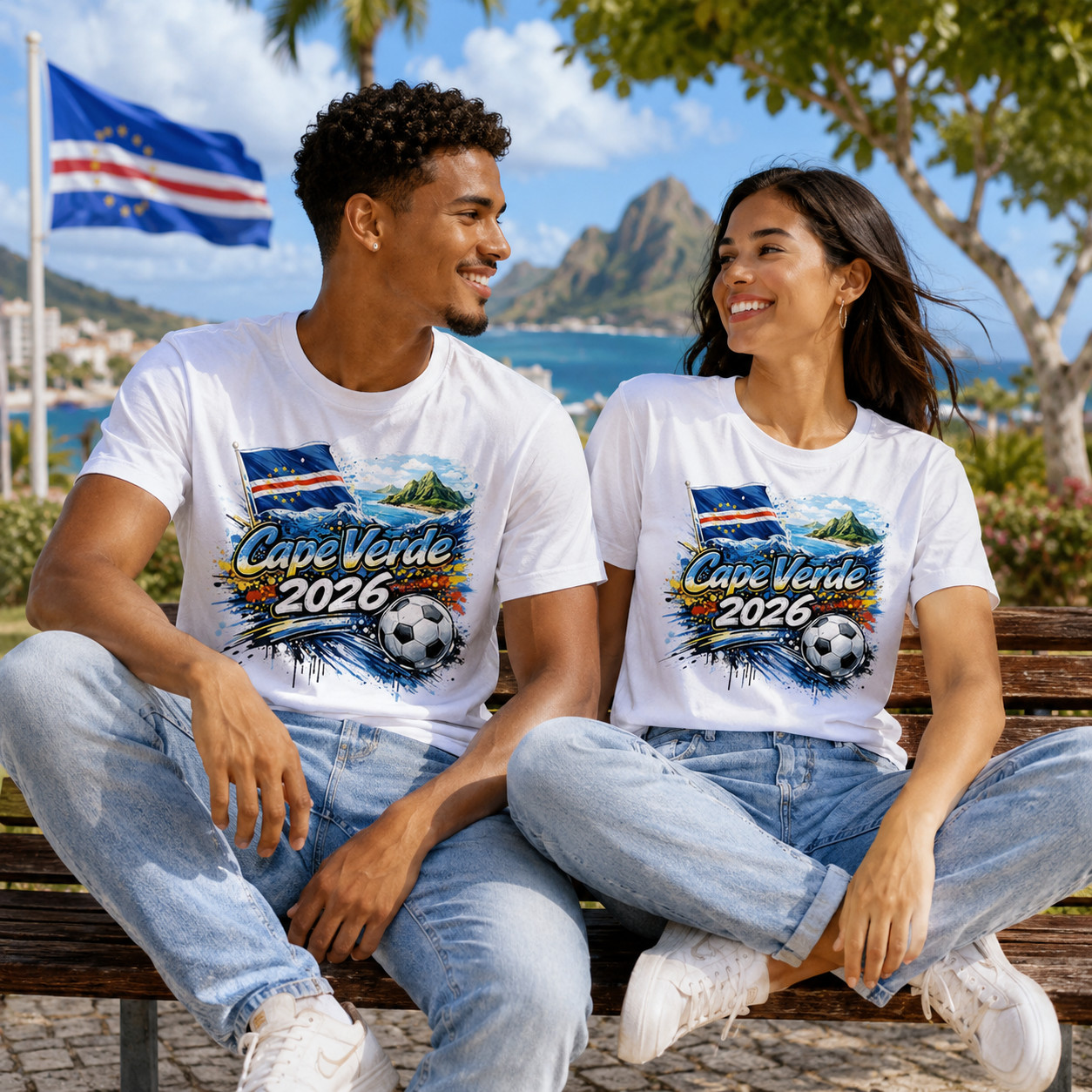 Cape Verde Cabo Verde 2026 Soccer Flag Football Fan Graphic T-Shirt