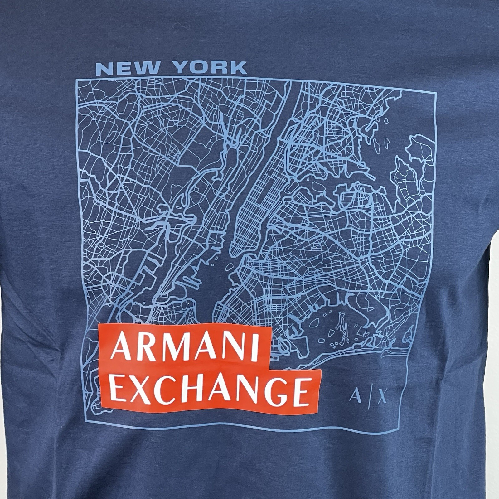 Armani Exchange Men’s Crewneck Short Sleeve Pima Regular Fit T-shirt Navy Logo